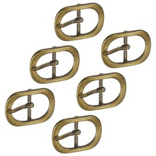 6Pcs 0.75" Single Prong Belt Buckle DIY Oval Center Bar Buckle Brass