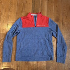 Boys Vineyard Vines 1/2 Zip Pullover Shirt Red Blue Colorblock sz XL 18