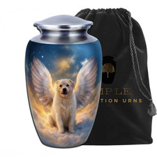 Pet Dog Cremation Urn Angel Wings Heaven Design Large Aluminum Urn for Ashes Mem