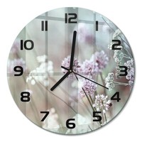 Glasuhr Glas-Wanduhr Mit Leisem Uhrwerk Wildblumen Schwarze Zeiger Fi30 Cm