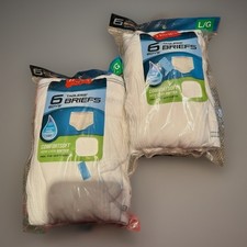 2 Packs NEW 6 pack Hanes Boys Briefs Tagless Large white 100 cotton Comfortsoft