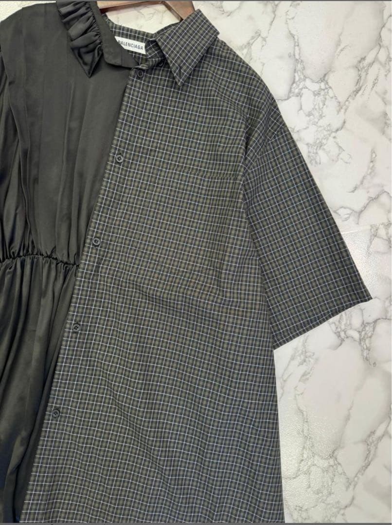 USED BALENCIAGA SILK CHECK DRESS VERYGOOD thumbnail 4