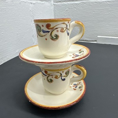 set of  2 SUR LA TABLE MARA Francesca Coffee Espresso Cups And Saucers