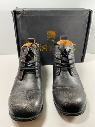 OSSTONE Moto Boots for Men Fashion Lace Up Leather Chukka Boots Casual Size 11 - Picture 8 of 19