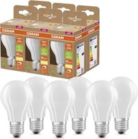 6 X Osram LED Filament A60 Birne 4,3W =60W E27 Matt 806Lm Warmweiß 2700K Dimmbar