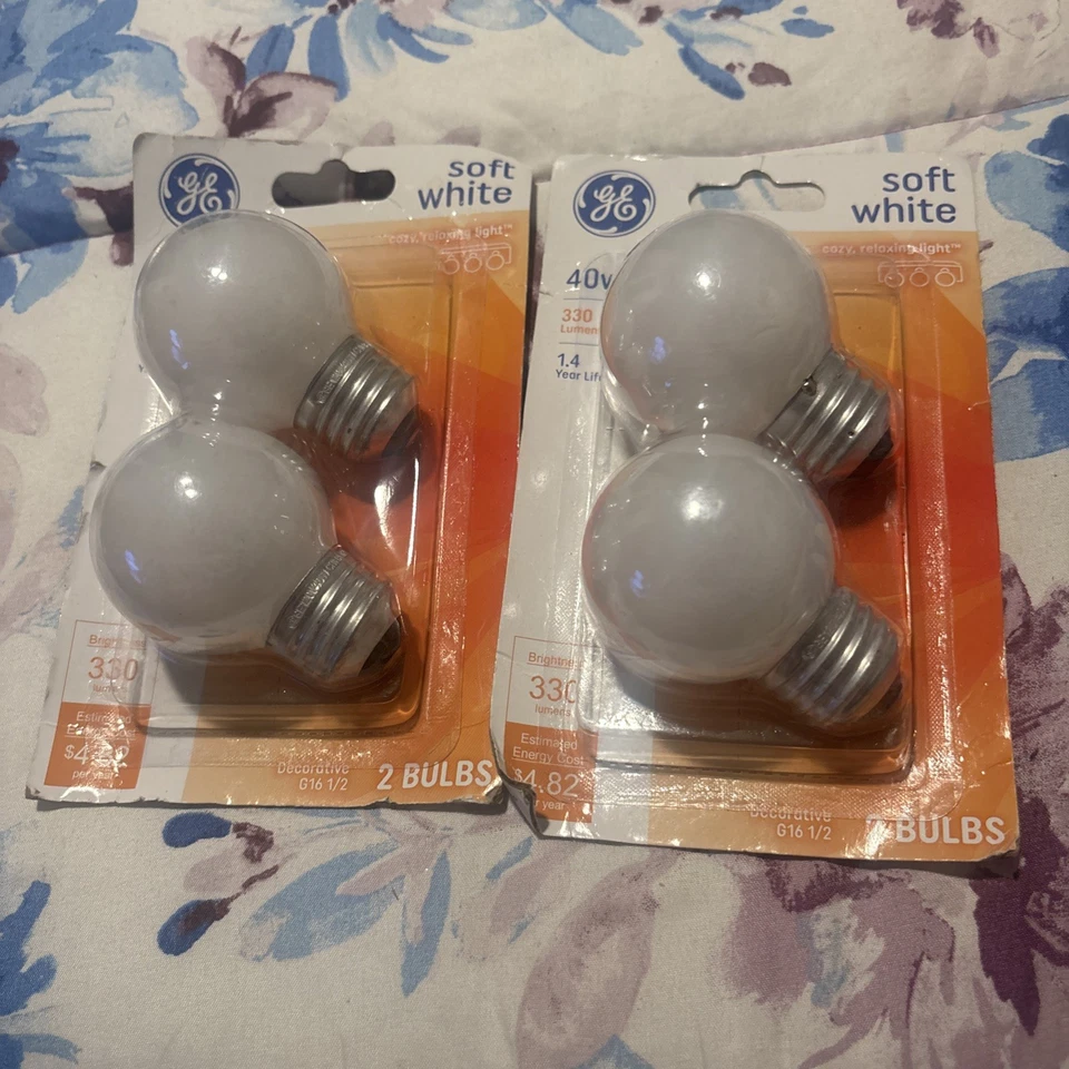 GE 40Watt DECORATIVE Soft White G16 1/2 Light Bulb E26 4 Pack - 8 Bulbs - Image 3 of 3