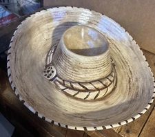 Unique Cowboy Hat Chip & Dip Serving Bowl Dish Palomino Ceramic Western Vtg