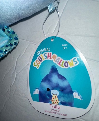 Talib Squishmallow 7.5" the Pterdactyl Blue Tie Dye eating Pizza plush - Picture 7 of 10