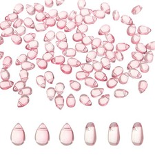 100pcs Glass Beads, 6x9mm Teardrop Crystal Glass Beads, Pink