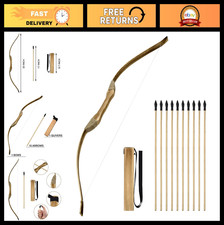 Kids Archery Set - 32" Wooden Bow Arrow Toy, 10 Arrows, Quiver, Cosplay Prop,