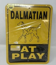 New In Package Dalmatian “At Play” Yellow 9 X 12 Sign Noble Beasts Graphics Dog