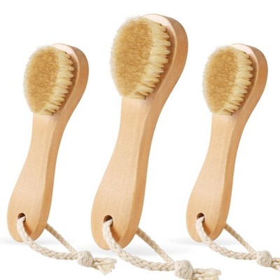 Wood Laundry Stain Brush 3 PCS Boar Bristle Scrubber for Clothes Fabric