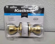 Kwikset Bed and Bath Door Knob Set with Turn Button Locking - Brass
