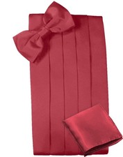 Mens Satin Cummerbund Bowtie Hanky Set 4 Pleat Solid Colors Formal Access