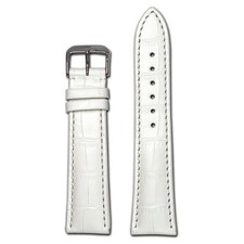 Quick Release Embossed Leather Alligator Print Watch Band Louisiana White