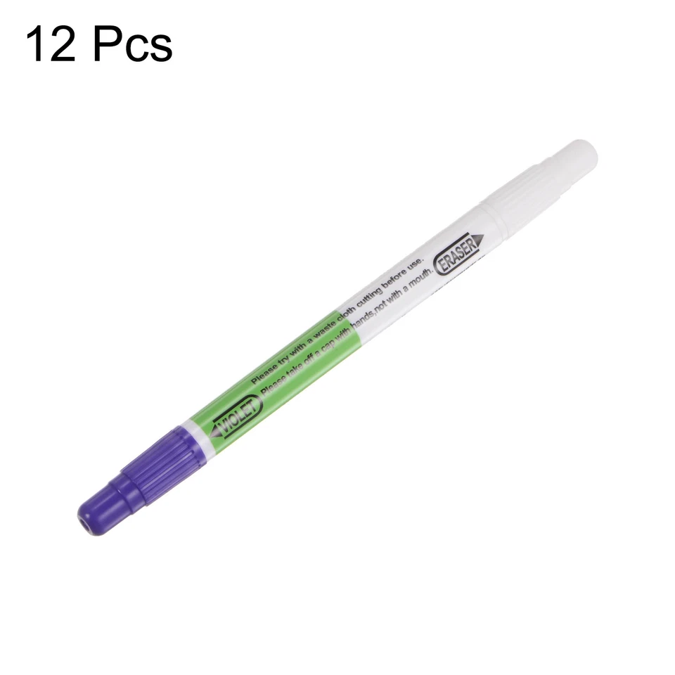 12pcs Double Ended Disappearing Ink Fabric Marker Pen, Purple White - Image 3 of 4