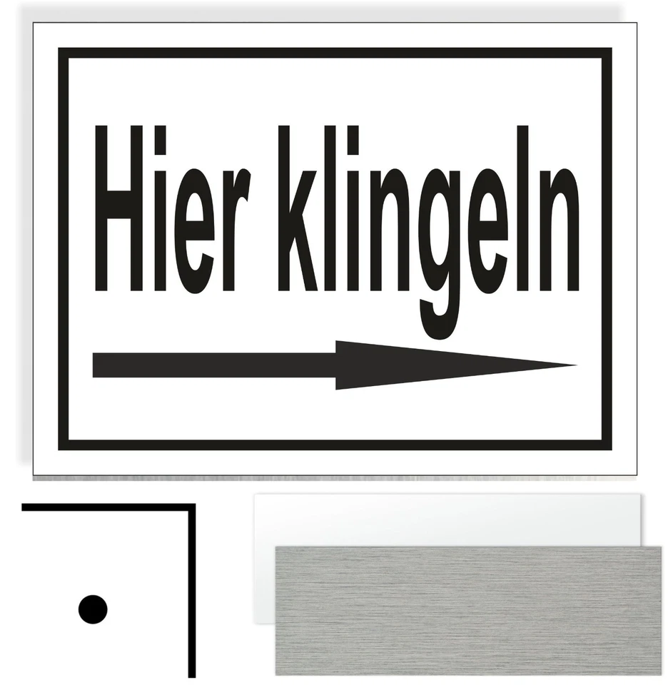 WERBEMITTEL MAHLMEISTER Hier klingeln Pfeil Rechts Hinweisschild Verboten Aluminium Schild Lochung WS77