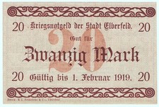✦ELBERFELD 1918: "Miasto Elberfeld ✷ Nadburmistrz", 20 marek NOTGELD