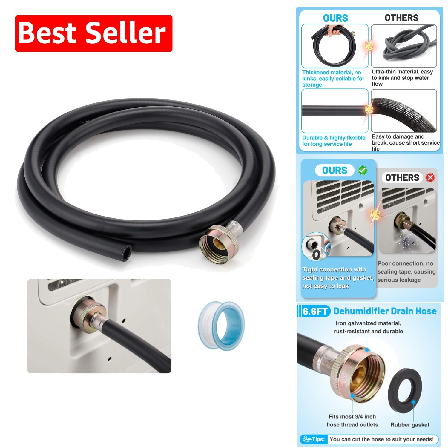 6. 6 ft leak-proof drain hose for dehumidifiers – flexible & versatile