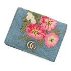 GUCCI GG Marmont Double G Mini Wallet Denim/Leather Blue/Multicolor 466492