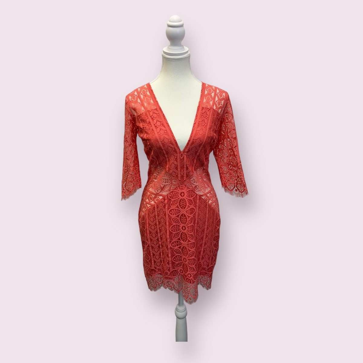 $246 For Love & Lemons Lyla Lace Coral Cocktail Dress Size Small NWT | eBay