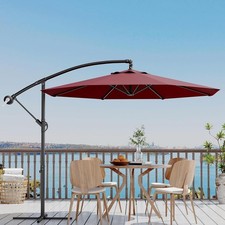 Adjustment 10FT Offset Patio Umbrella Cantilever Hanging Market Umbrella w/Base