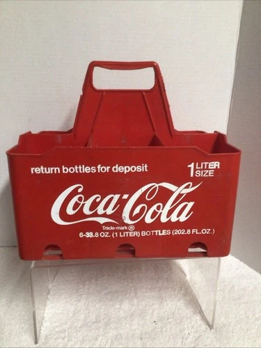 VTG Red Plastic 6 Coca Cola Coke Bottle Carrier for 33.8 Oz 1 Liter Bottles RARE