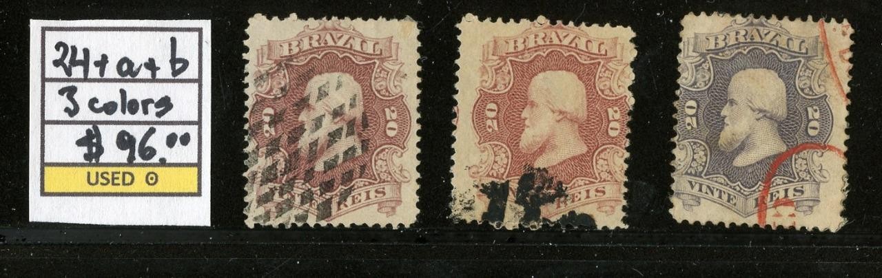 #9206- BRAZIL - RHM# 24 +A +B  - THE 3 COLORS OF THE D. PEDRO 20 REIS - CV 96.00