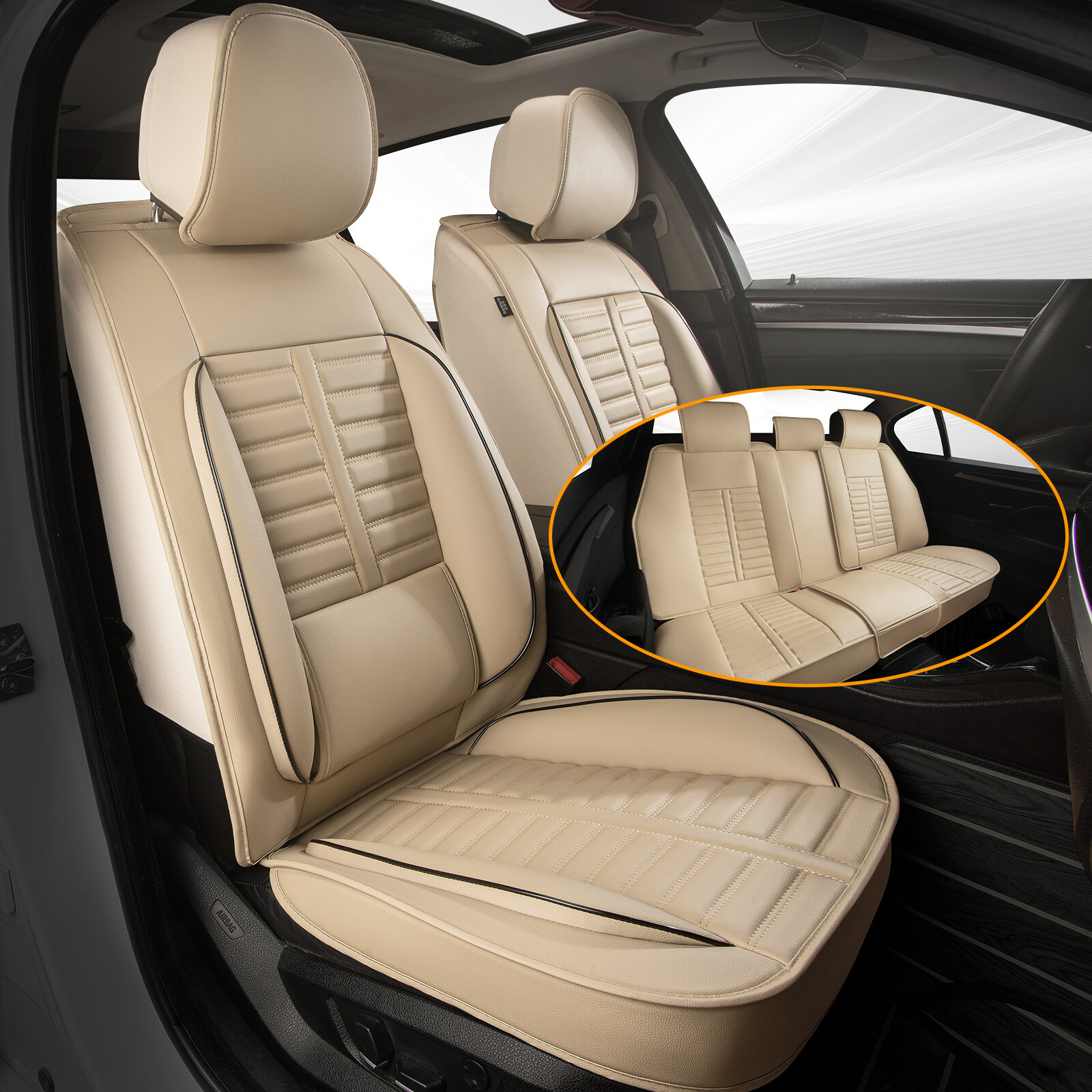 Car 5-Seat Covers For BMW 5 Series 2004-2024 Faux Leather Full Set Protector Pad