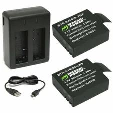 Wasabi Power Battery (2-Pack) and Dual Charger for SJCAM SJ4000, SJ5000 and