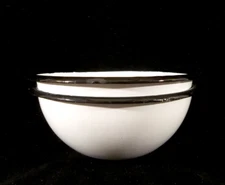 Huta Silesia Poland Set of 2 White Enameled Bowls with Black Rims