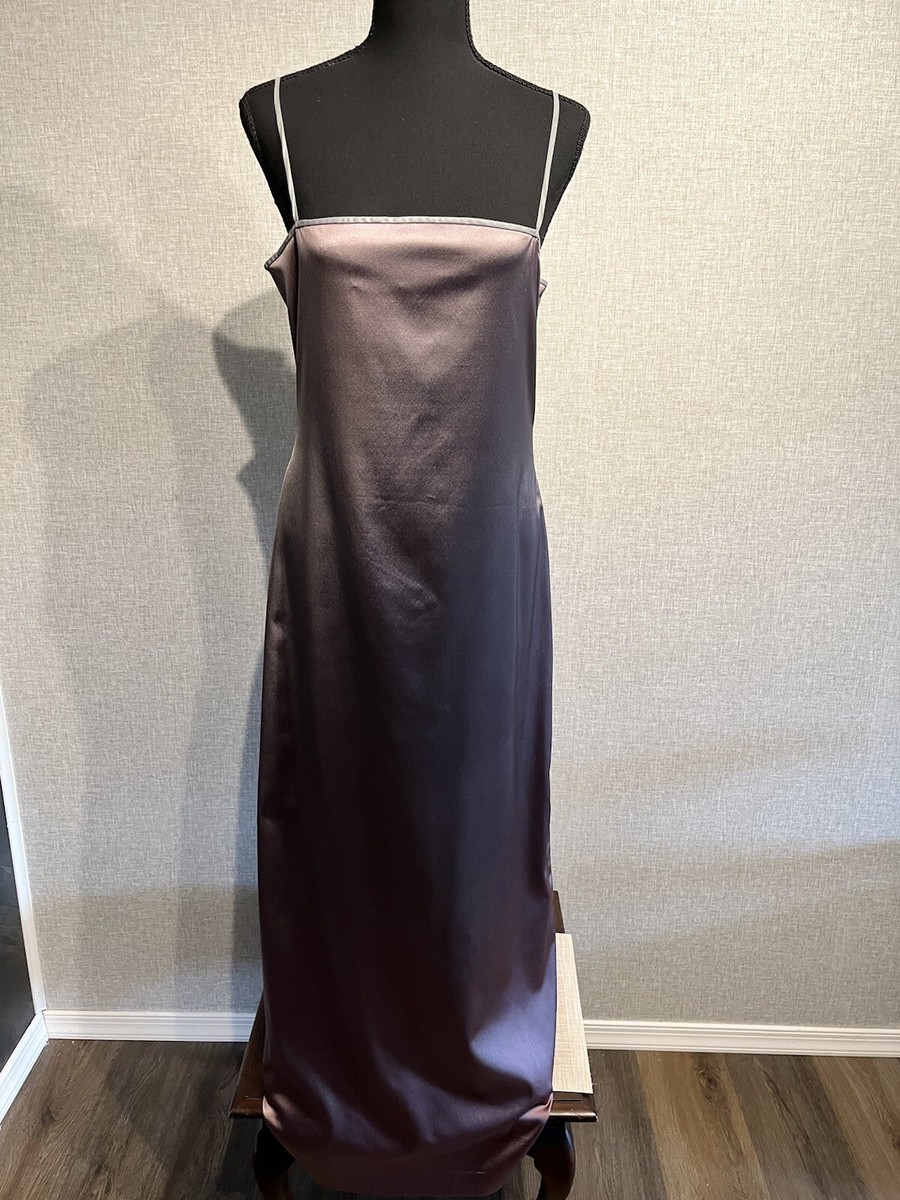 Tahari SZ 10 Womens Shimmer Plum Formal Club Gown Long Dress Reflective  trim