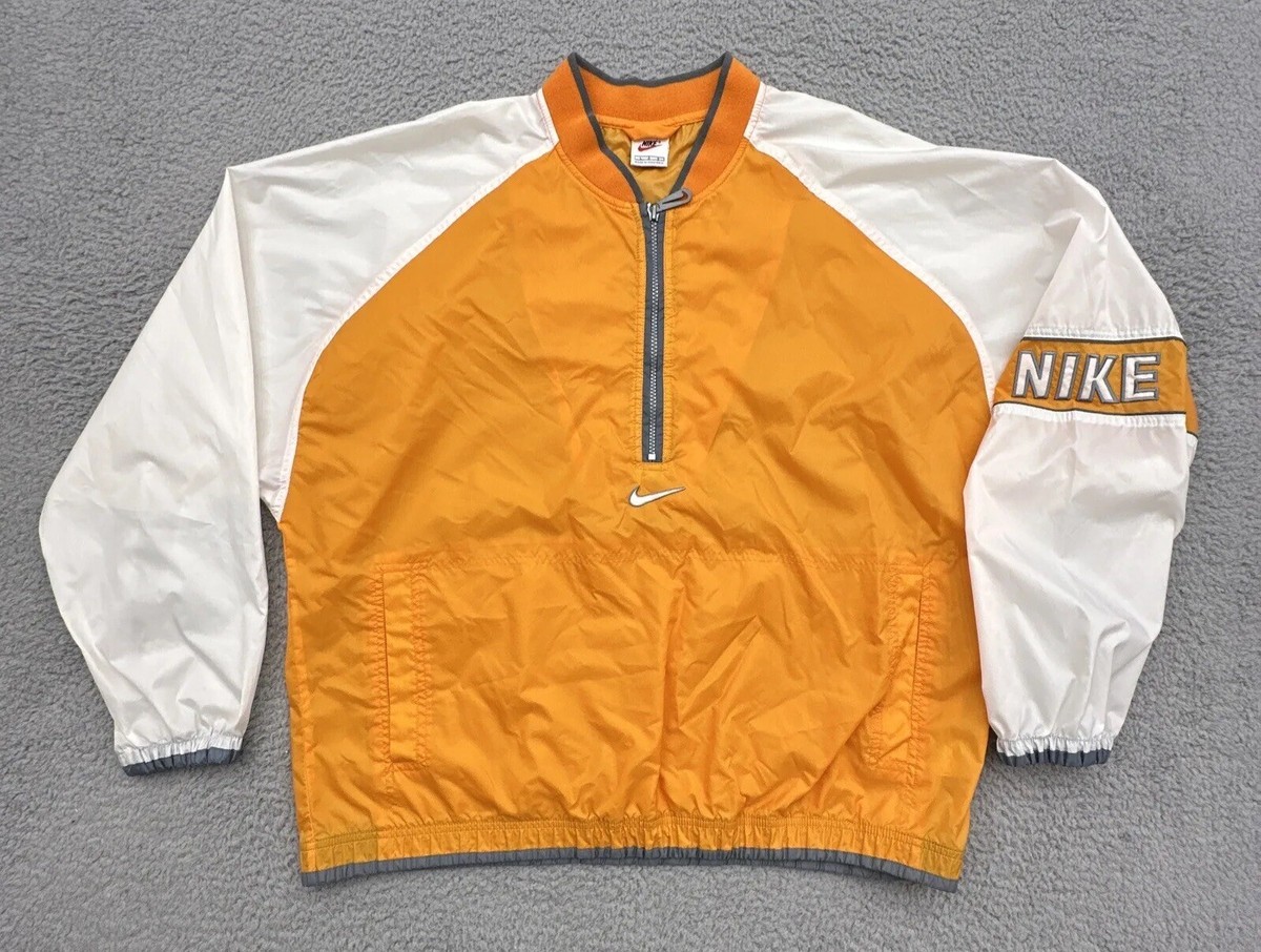 Vintage Nike Mens L 90s White Orange Center Swoosh Kangaroo Vintage Nike Mens L 90s White Orange Center Swoosh Kangaroo