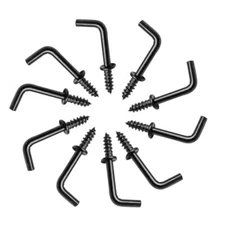 Biaungdo 100 Pack L Hooks Screw in Hooks Small L Shaped Hooks Right 1/2" Black