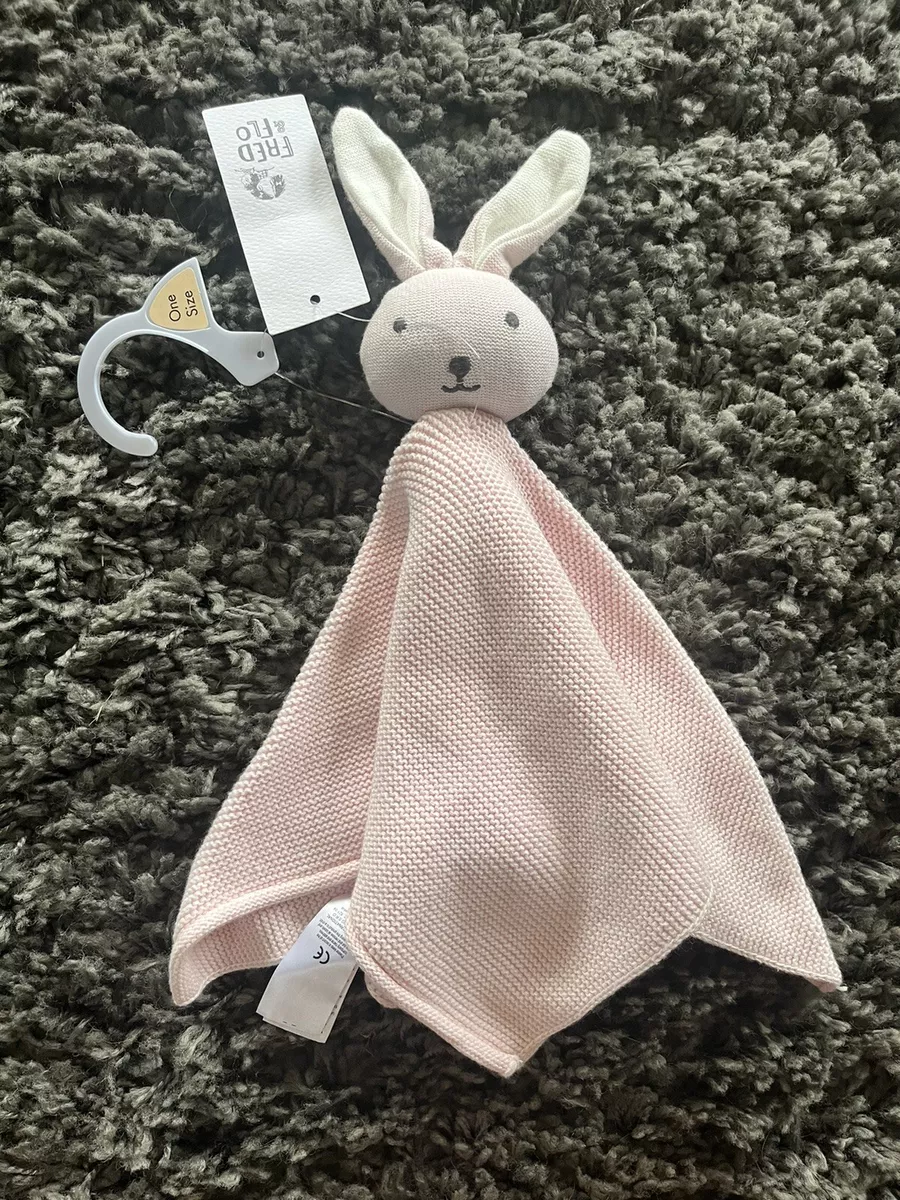 TESCO F F Bunny Rabbit Pink Knitted Comforter Knit Soft Toy Blanket BNWT NEW