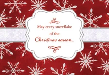Snowflakes on Red Designer Greetings Christmas Card