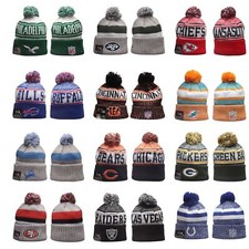 Women Winter Men Beanie Knitted Hat NFL Bobble Hat Various Styles Warm