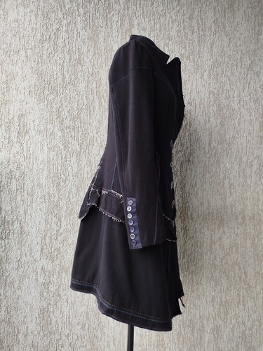 Cappotto M+F Girbaud nero misto lana vintage tasche bottoni taglia D40 US30 UK12 - Foto 5 di 23