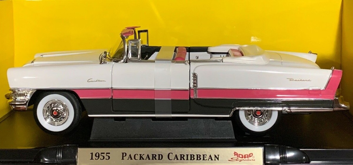 ミニカー Signature Models 1955 Packard C aribbean 1955 Packard Caribbean WHITE / PINK 1:18 Die-cast Model Car RARE