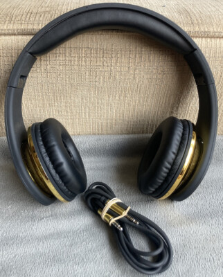 True Religion Adjustable Black & Gold Headphones Music Audio Gear