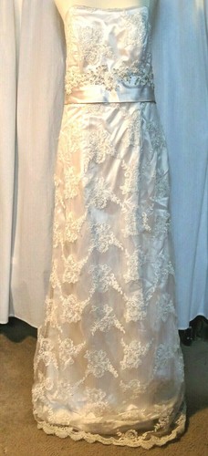 Contract Lover Size 6 Champagne White WEDDING GOWN Empire Waist Custom - Picture 2 of 10