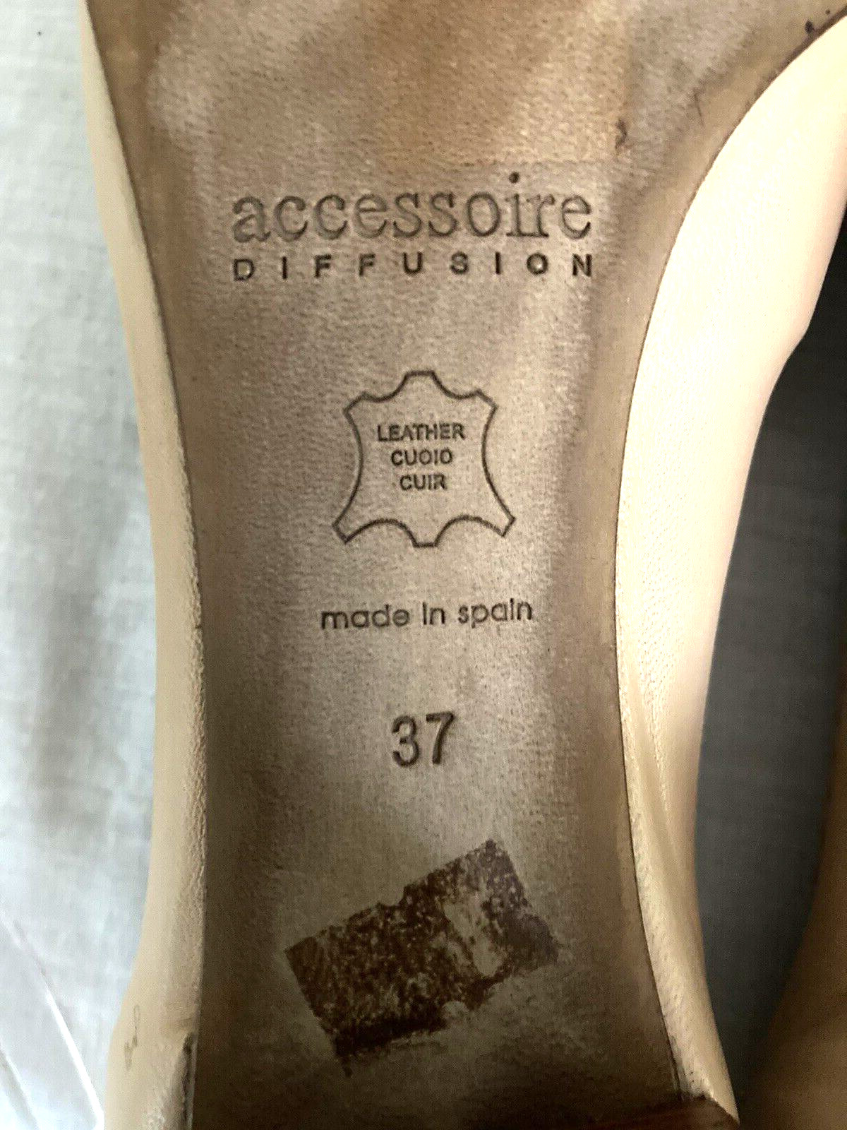 Accessoire Diffusion Open Toe Pumps, Tan Calf Ski… - image 9