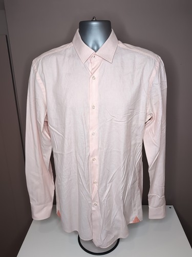 Hugo Boss Egyptian cotton slim fit long sleeve pink shirt size 16-41 .