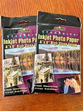2 PACK!! Premium STARBRIGHT Inkjet Photo Paper 4" x 6" Hight Gloss Finish 