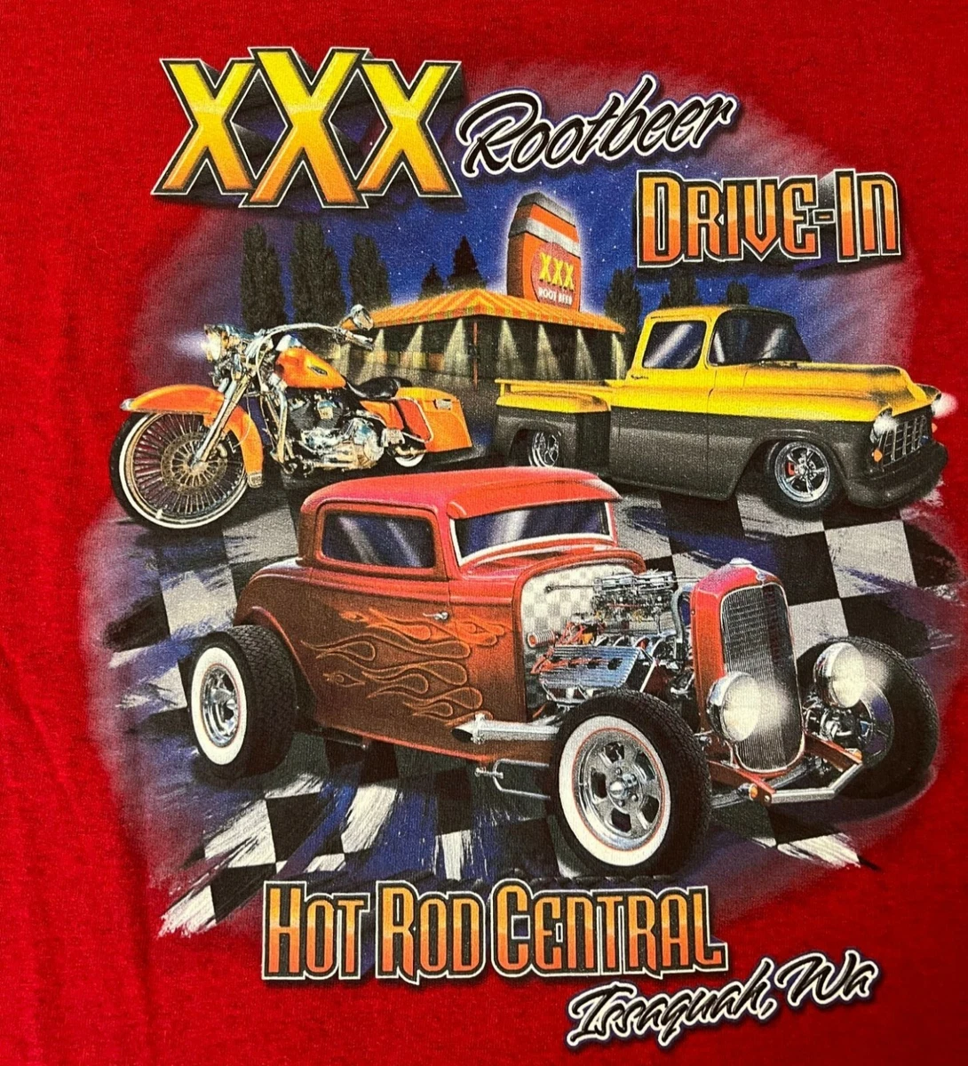XXX Rootbeer Drive-In Hot Rod Central Issaquah, WA Red T-Shirt Size XL |  eBay
