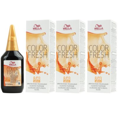 Wella Color Fresh Tönungsliquid 3 x 75 ml 8/03 helllblond natur gold Set