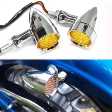 Chrome Motorcycle Bullet Amber Blinker Running LED Turn Signals Front Rear Light