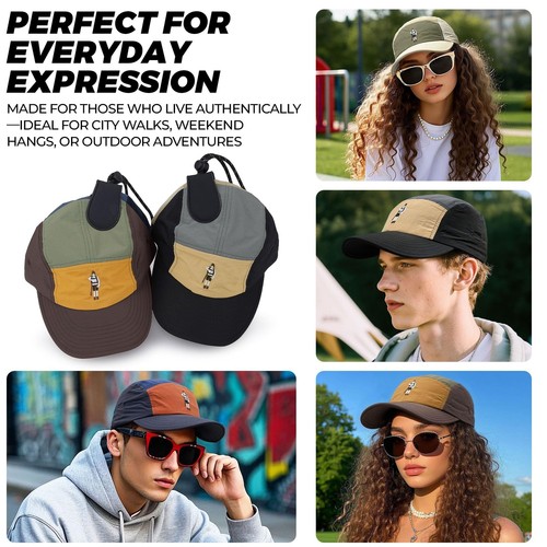CLAPE 5 Panel Cap Curved Bill Dad Golf Cap Waterproof Nylon Hat Stylish Embro... - Picture 7 of 9