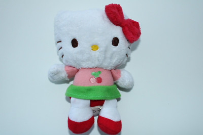 HELLO KITTY SANRIO 2010 ROSA KLEID KIRSCHE & SCHLEIFE WEICHES PLÜSCHTIER 6 ZOLL