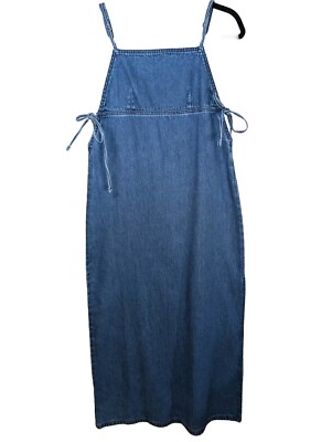 american eagle denim maxi dress American Eagle V-Neck Denim Maxi Dress in Dark Wash